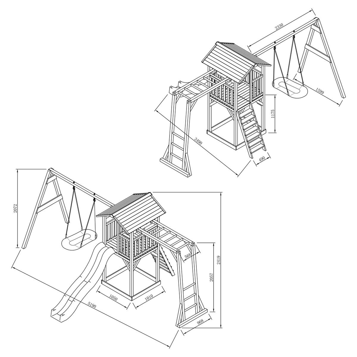 SPIELTURM 519/242/349 cm  - Blau/Weiss, Konventionell, Holz (519/242/349cm)