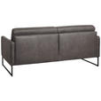 3-SITZER-SOFA in Leder Braun  - Anthrazit/Braun, Design, Leder/Metall (198/86/93cm) - Johann Jakob