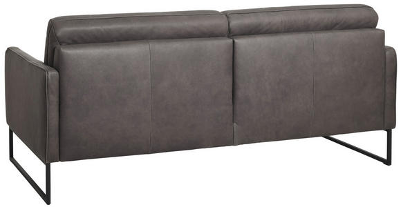 3-SITZER-SOFA in Leder Braun  - Anthrazit/Braun, Design, Leder/Metall (198/86/93cm) - Johann Jakob