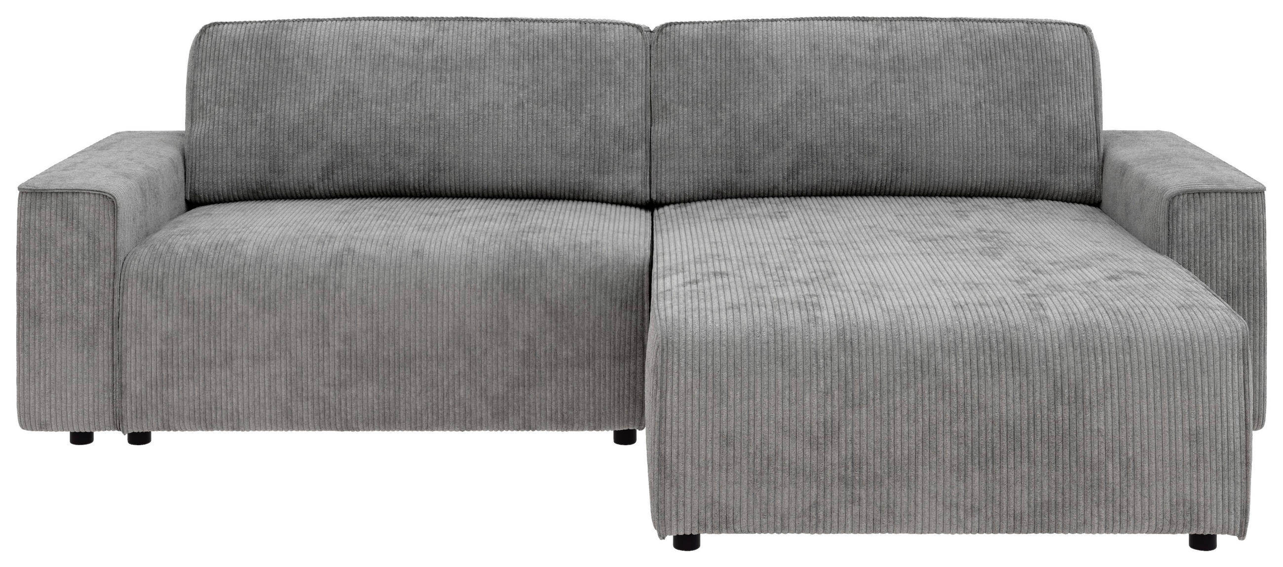 ECKSOFA CHANCE Grau Cord  - Schwarz/Grau, MODERN, Kunststoff/Textil (265/164cm) - Trendmanufaktur