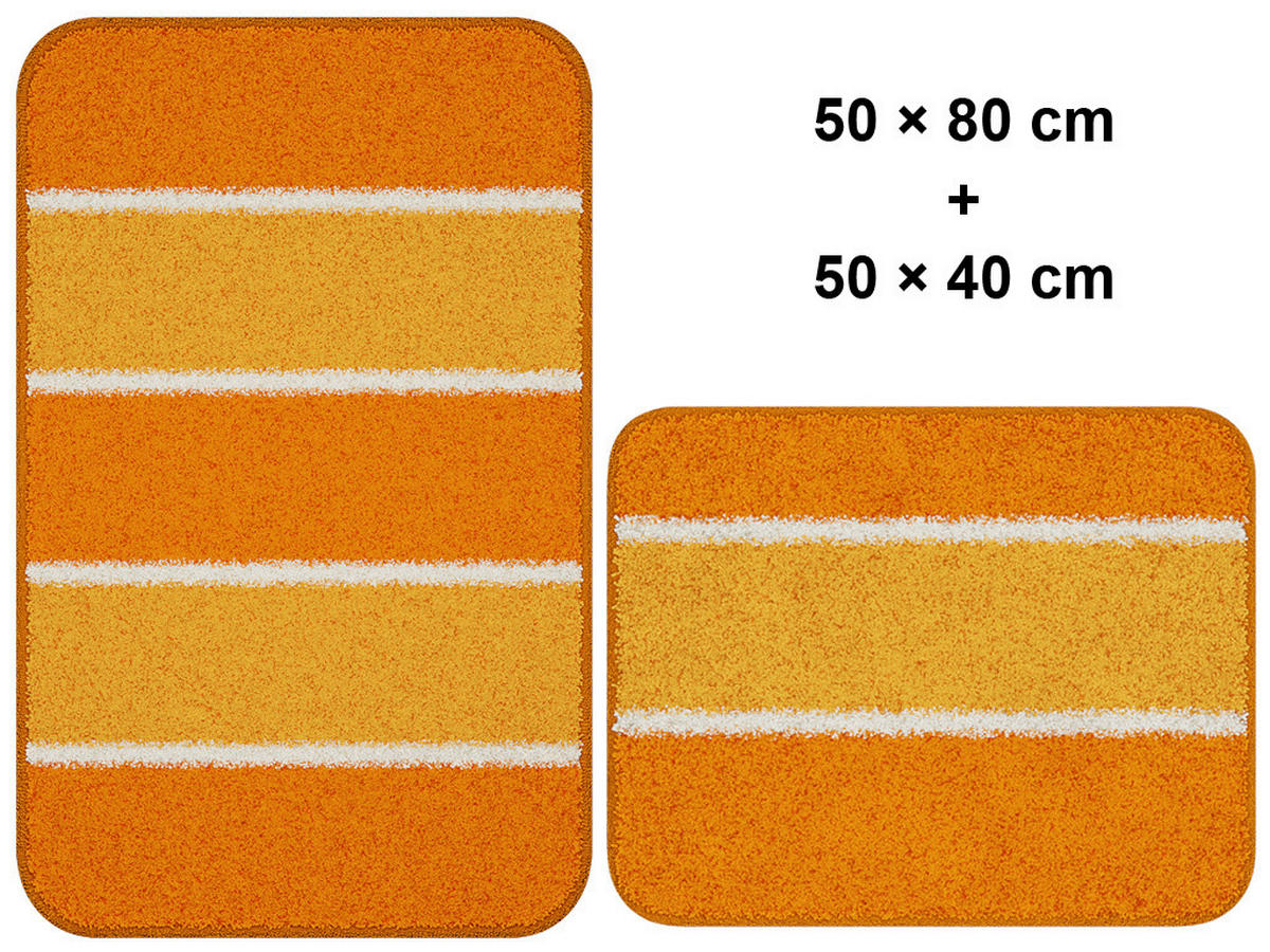 BADEMATTENSET Grund Orange 50x80/40x50 cm  - Orange, Basics, Kunststoff/Textil (50x80/40x50cm) - Grund