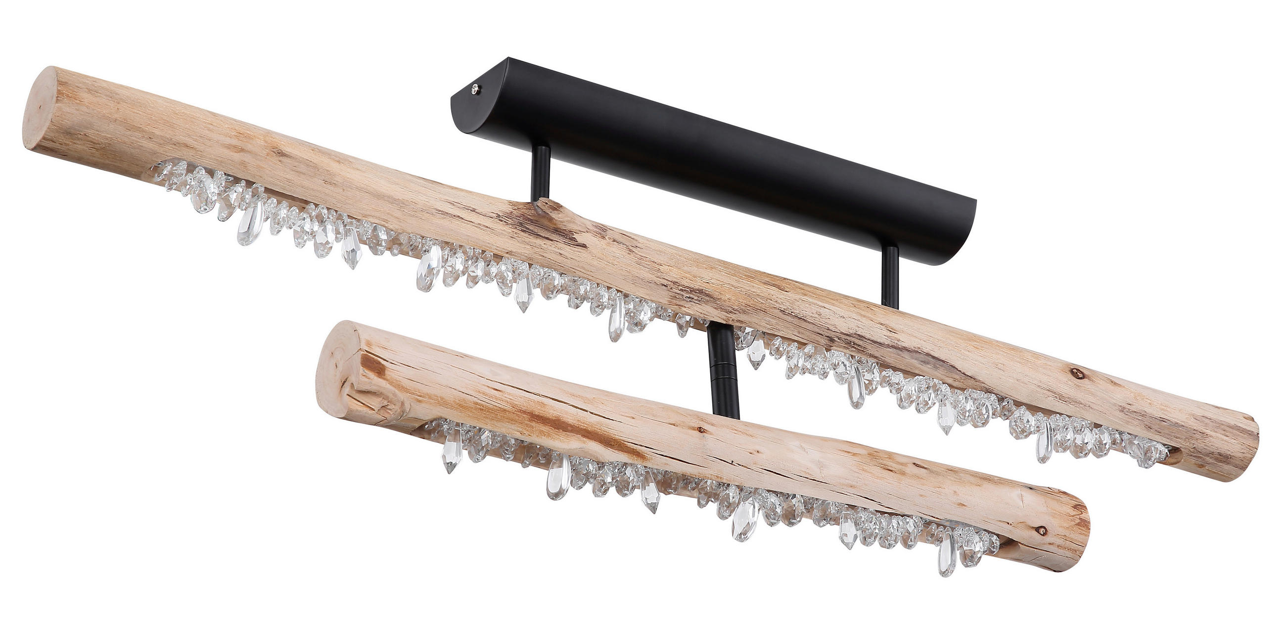 LED-DECKENLEUCHTE Felicitas 100/8/30 cm   - Klar/Schwarz, Natur, Holz/Kunststoff (100/8/30cm) - Globo