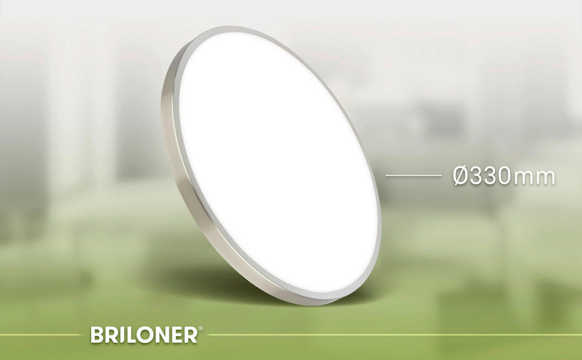 LED-DECKENLEUCHTE Kaida 33/6 cm   - Nickelfarben, Basics, Kunststoff/Metall (33/6cm) - Briloner