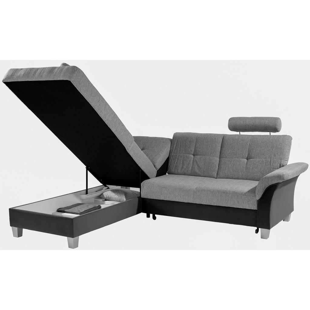 Thumbnail - Livetastic Ecksofa, Blau, Graphit, Textil, Buche, massiv, 5-Sitzer, Ottomane links, L-Form, 245x196 cm, Made in EU, seit...