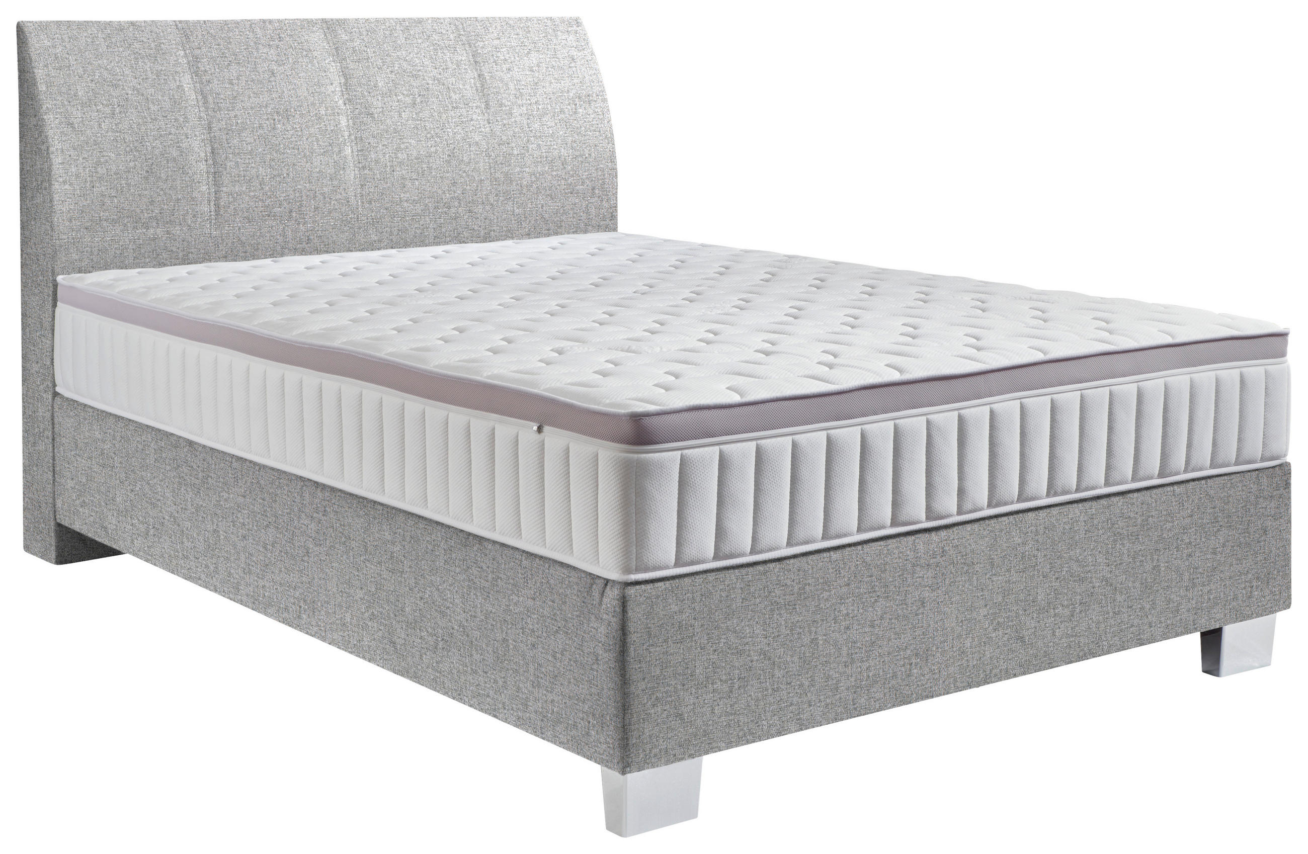 BOXSPRINGBETT 140/200 cm  in Taupe  - Taupe/Chromfarben, Konventionell, Kunststoff/Textil (140/200cm) - Hom`in