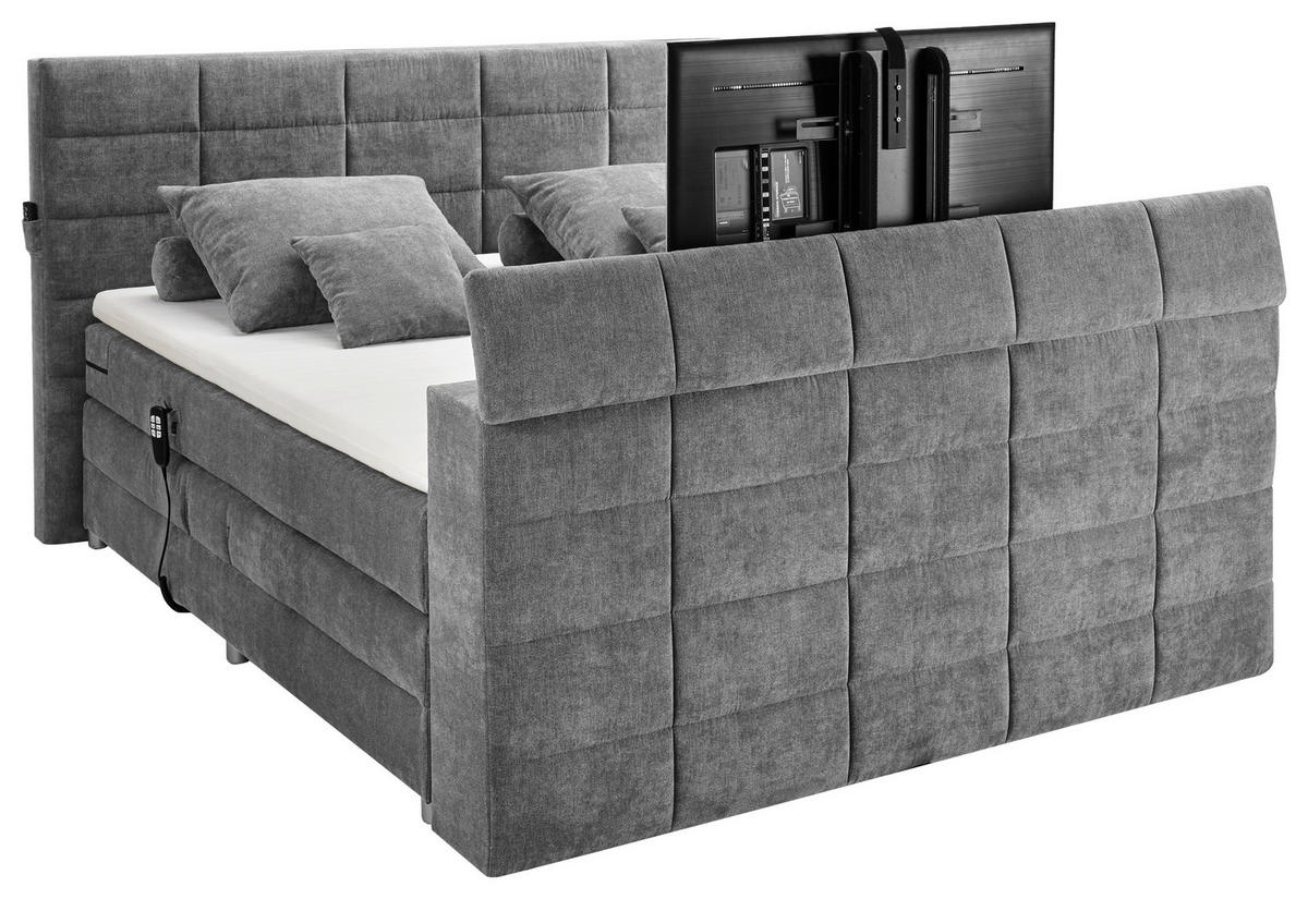 BOXSPRING-ÁGY 180/200 cm  szürke  - szürke, Konventionell, textil (180/200cm) - Carryhome