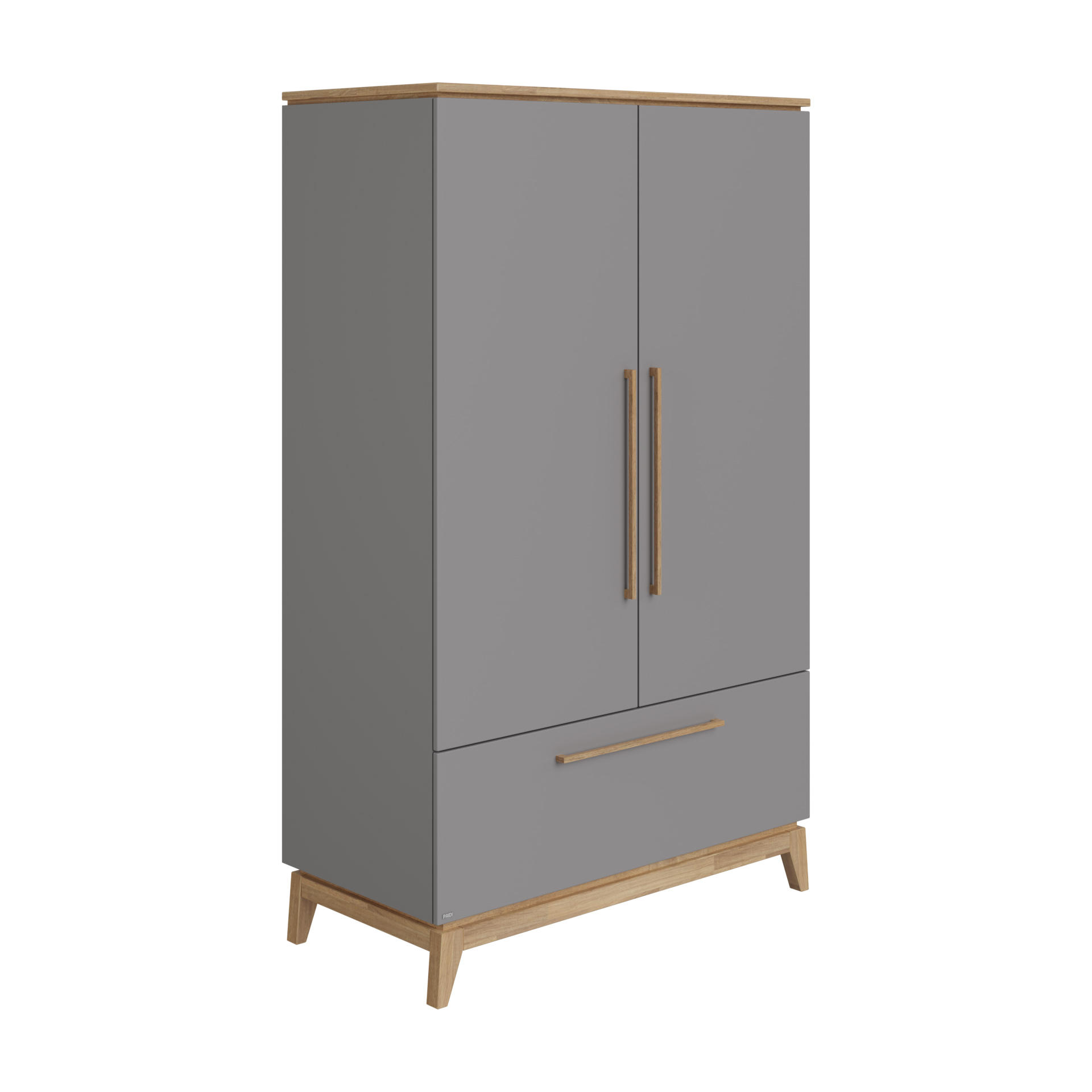 BABYKLEIDERSCHRANK Sten Grau, Eichefarben  - Eichefarben/Grau, Design, Holz/Holzwerkstoff (123,3/200,0/57,2cm) - Paidi
