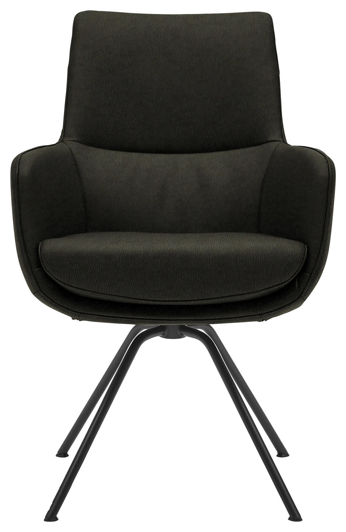 ARMLEHNSTUHL  in Stahl Echtleder  - Dunkelgrün/Schwarz, Design, Leder/Metall (60/90/61cm) - Dieter Knoll