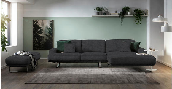 ECKSOFA Graphitfarben Webstoff  - Graphitfarben, Design, Textil/Metall (304/184cm) - Dieter Knoll