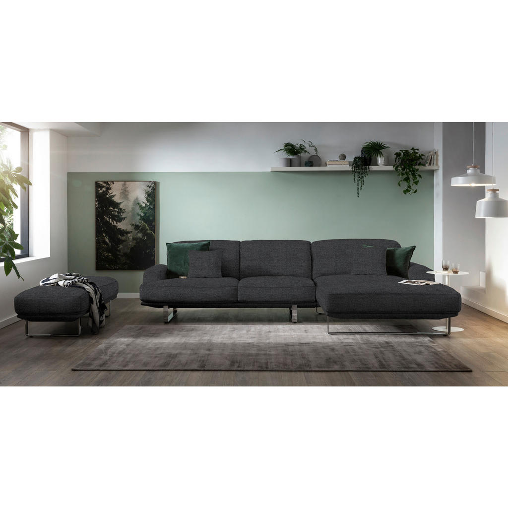 Thumbnail - Dieter Knoll Ecksofa, Graphit, Textil, 3-Sitzer, Ottomane rechts, L-Form, 304x184 cm, Typenauswahl, Fußauswahl, Lederaus...