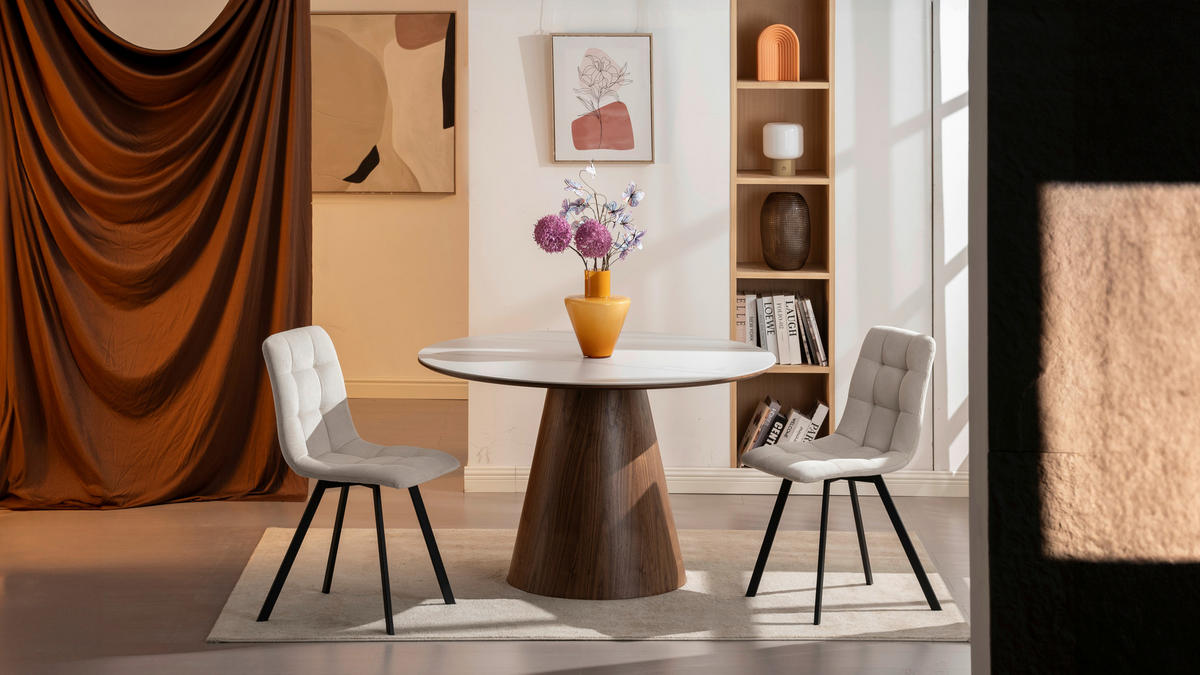 ÉTKEZŐASZTAL - diószínű/fehér, Modern, faalapú anyag/fa (120/75cm) - MID.YOU