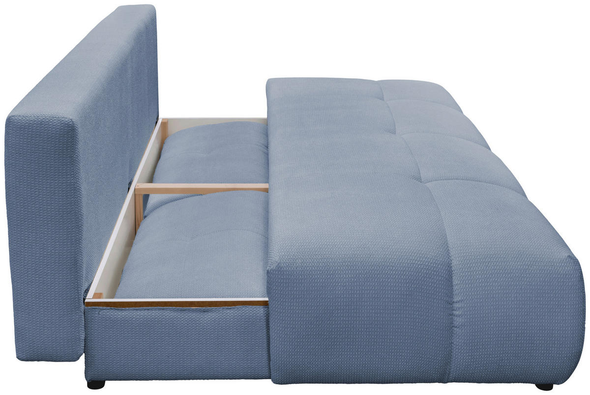 SCHLAFSOFA Struktur Blaugrau  - Blaugrau/Schwarz, Design, Textil (208cm) - MID.YOU