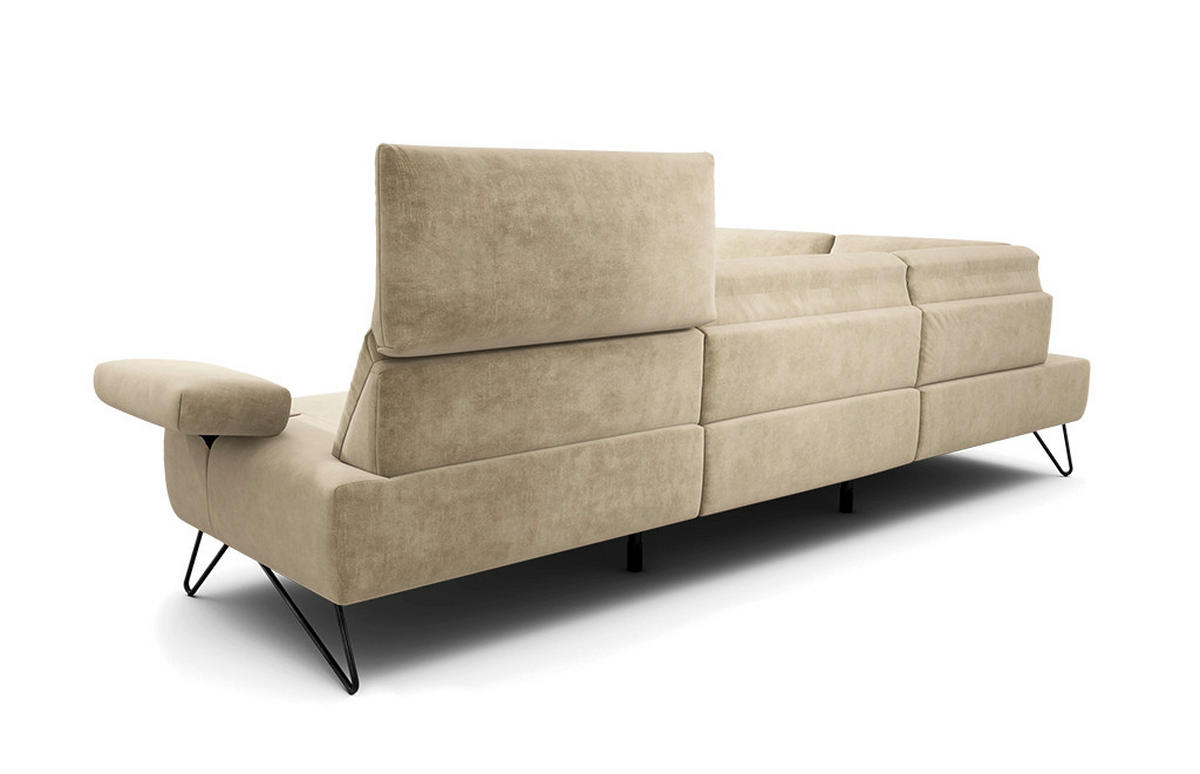 ECKSOFA Cosy Naturfarben Samt  - Schwarz/Naturfarben, Design, Textil/Metall (213/288-303cm) - SENSOO