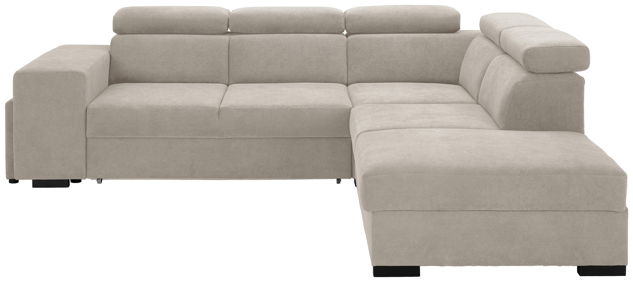 ECKSOFA Beige Webstoff  - Beige/Schwarz, KONVENTIONELL, Holz/Textil (283/244cm) - Carryhome