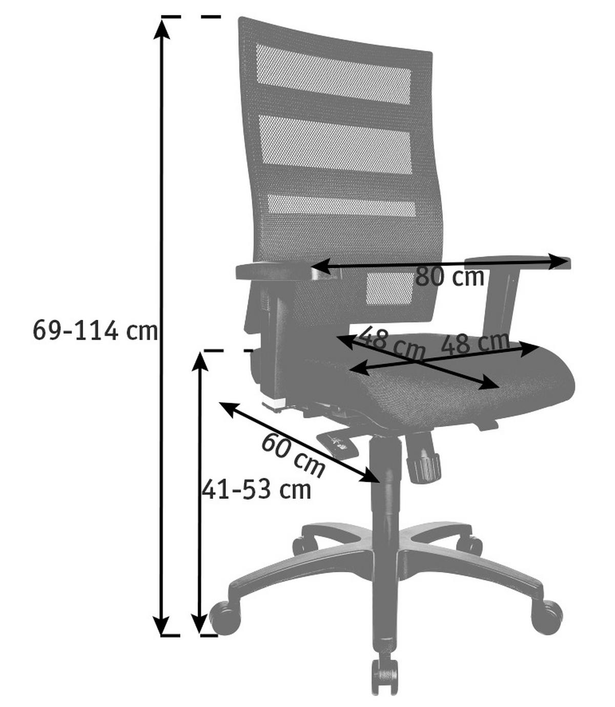 DREHSTUHL  in Netzbespannung, Mikrofaser Schwarz  - Schwarz, Design, Kunststoff/Textil (48/96-114/48cm) - Topstar