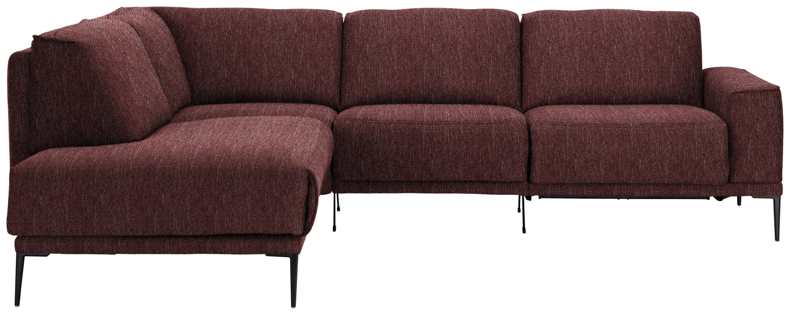 ECKSOFA in Flachgewebe Weinrot  - Weinrot/Schwarz, Design, Textil/Metall (210/260cm) - Johann Jakob