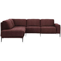 ECKSOFA in Flachgewebe Weinrot  - Weinrot/Schwarz, Design, Textil/Metall (210/260cm) - Johann Jakob
