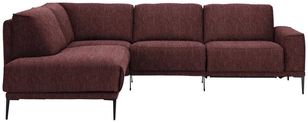 ECKSOFA in Flachgewebe Weinrot  - Weinrot/Schwarz, Design, Textil/Metall (210/260cm) - Johann Jakob
