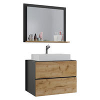BADEZIMMER 3-teilig  in 60 cm  - Honigeiche/Anthrazit, MODERN, Glas/Keramik (60cm) - MID.YOU