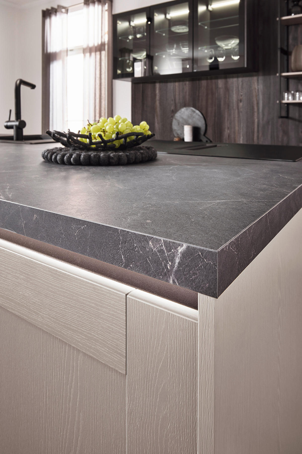 EINBAUKÜCHE   - Eichefarben/Grau, Design, Holzwerkstoff - Xora