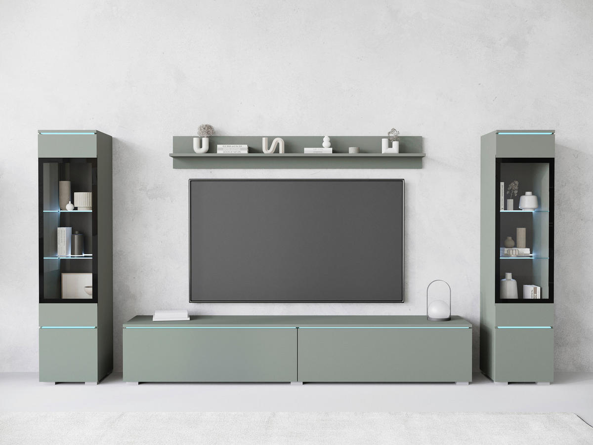 DNEVNI REGAL,  zelena  - siva/zelena, Trend, umetna masa/steklo (240/130/33cm) - P & B