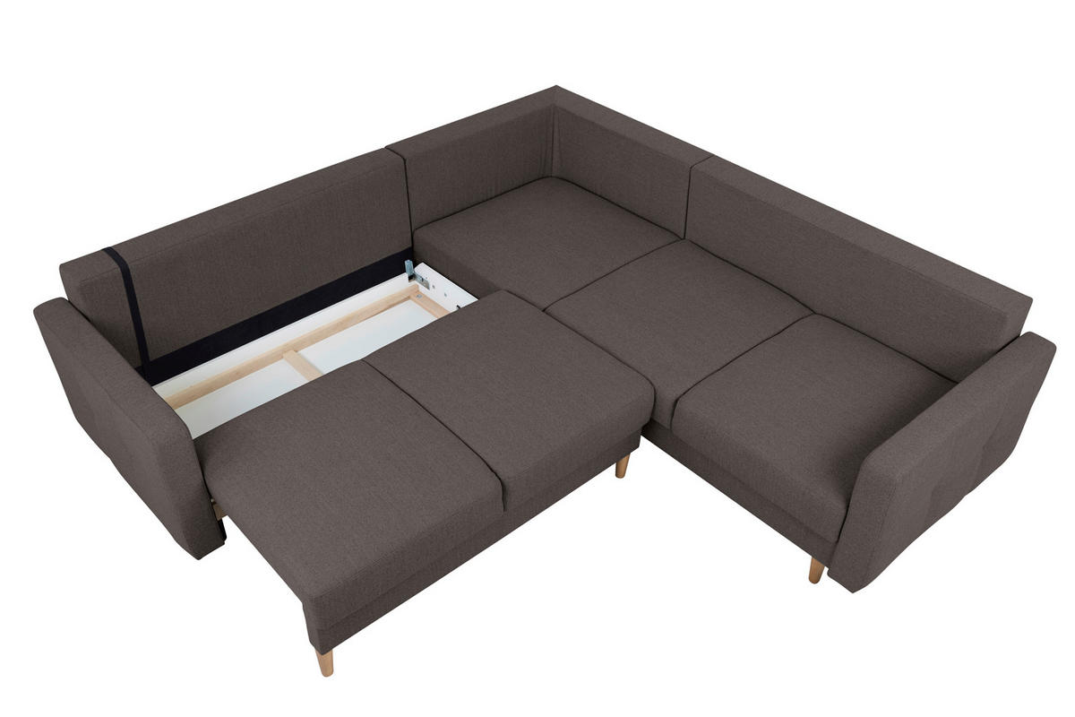 ECKSOFA in Grau  - Buchefarben/Grau, Design, Holz/Textil (242/242cm) - MID.YOU