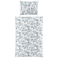 POVLEČENÍ, makosatén, bílá, pastelově modrá, šedomodrá, 140/200 cm  - bílá/šedomodrá, Basics, textil (140/200cm) - Fleuresse