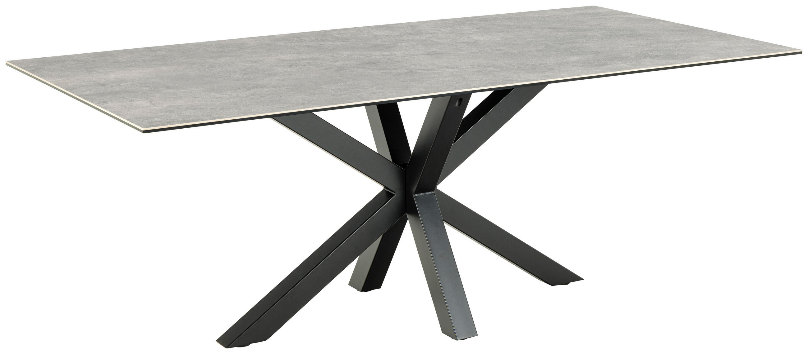 ESSTISCH in Keramik 200/100/75,5 cm  - Schwarz/Grau, Design, Keramik/Metall (200/100/75,5cm) - MID.YOU