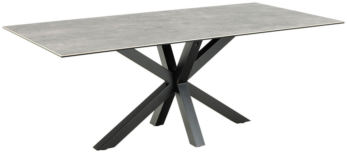 ESSTISCH in Keramik 200/100/75,5 cm  - Schwarz/Grau, Design, Keramik/Metall (200/100/75,5cm) - MID.YOU