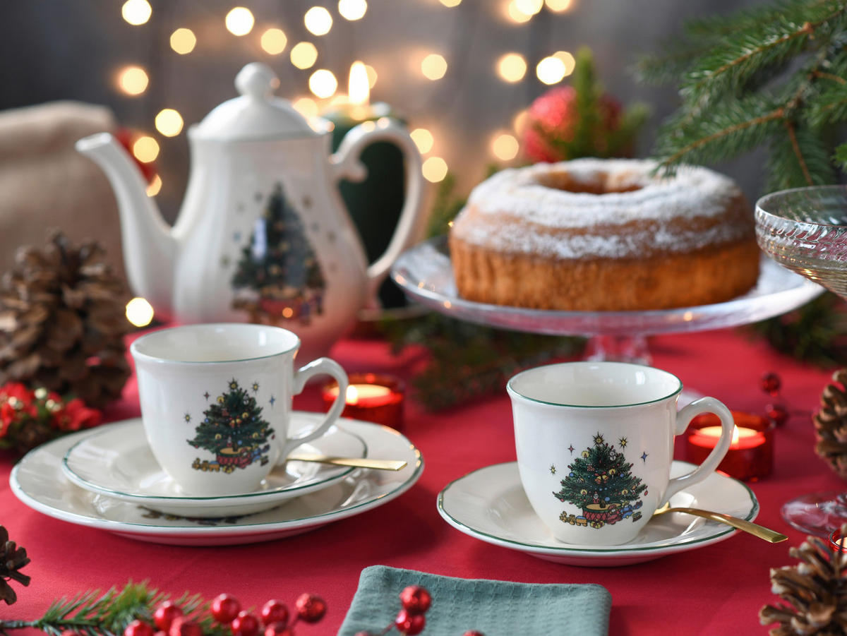 KAFFEESERVICE Tannenbaum bunt 18-teilig  - Multicolor/Weiß, Basics, Keramik - Creatable