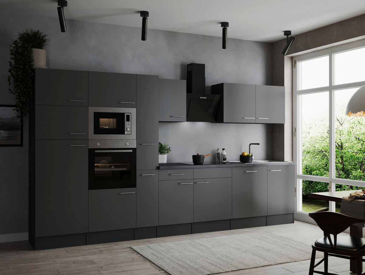 MODULKÖK 370 cm   i grå  - silver/grå, Design, metall/trämaterial (370cm) - Respekta
