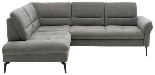 ECKSOFA Grau Webstoff  - Schwarz/Grau, Design, Textil/Metall (206/256cm) - Beldomo System
