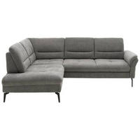 ECKSOFA in Webstoff Grau  - Schwarz/Grau, Design, Textil/Metall (206/256cm) - Beldomo System