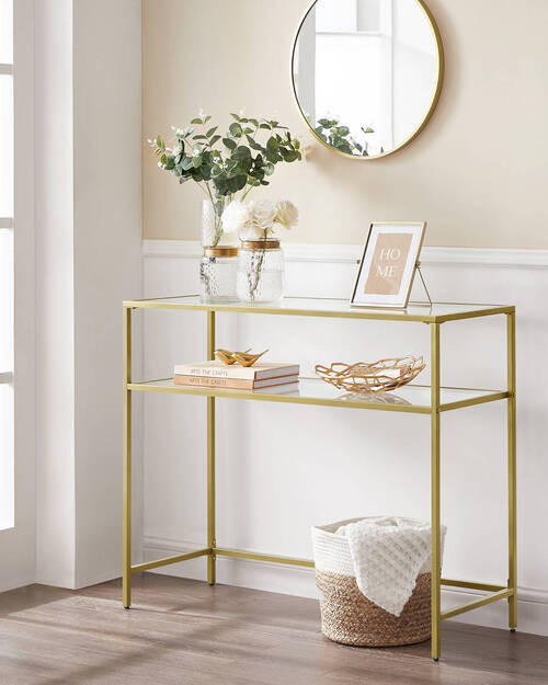 KONSOLENTISCH Goldfarben  100/80/35 cm  - Goldfarben, Trend, Glas/Metall (100/80/35cm) - Boxxx