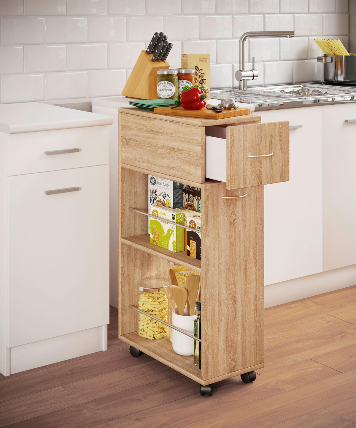 ALLZWECKWAGEN 25/50/85 cm  - Sonoma Eiche, Design, Holzwerkstoff/Kunststoff (25/50/85cm) - MID.YOU