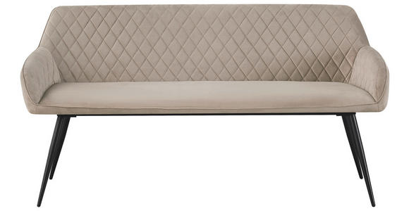SITZBANK 165/83/63 cm Samt Schwarz, Taupe - Taupe/Schwarz, Design, Textil/Metall (165/83/63cm) - Novel