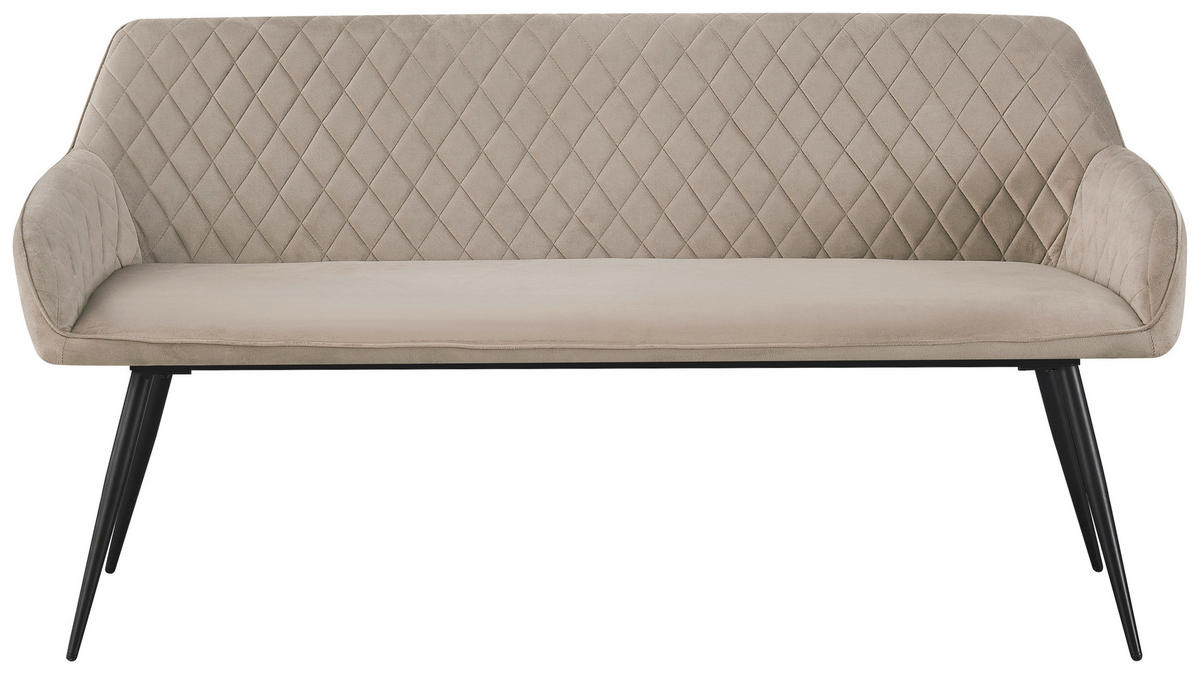 SITZBANK 165/83/63 cm Samt Schwarz, Taupe  - Taupe/Schwarz, Design, Textil/Metall (165/83/63cm) - Novel