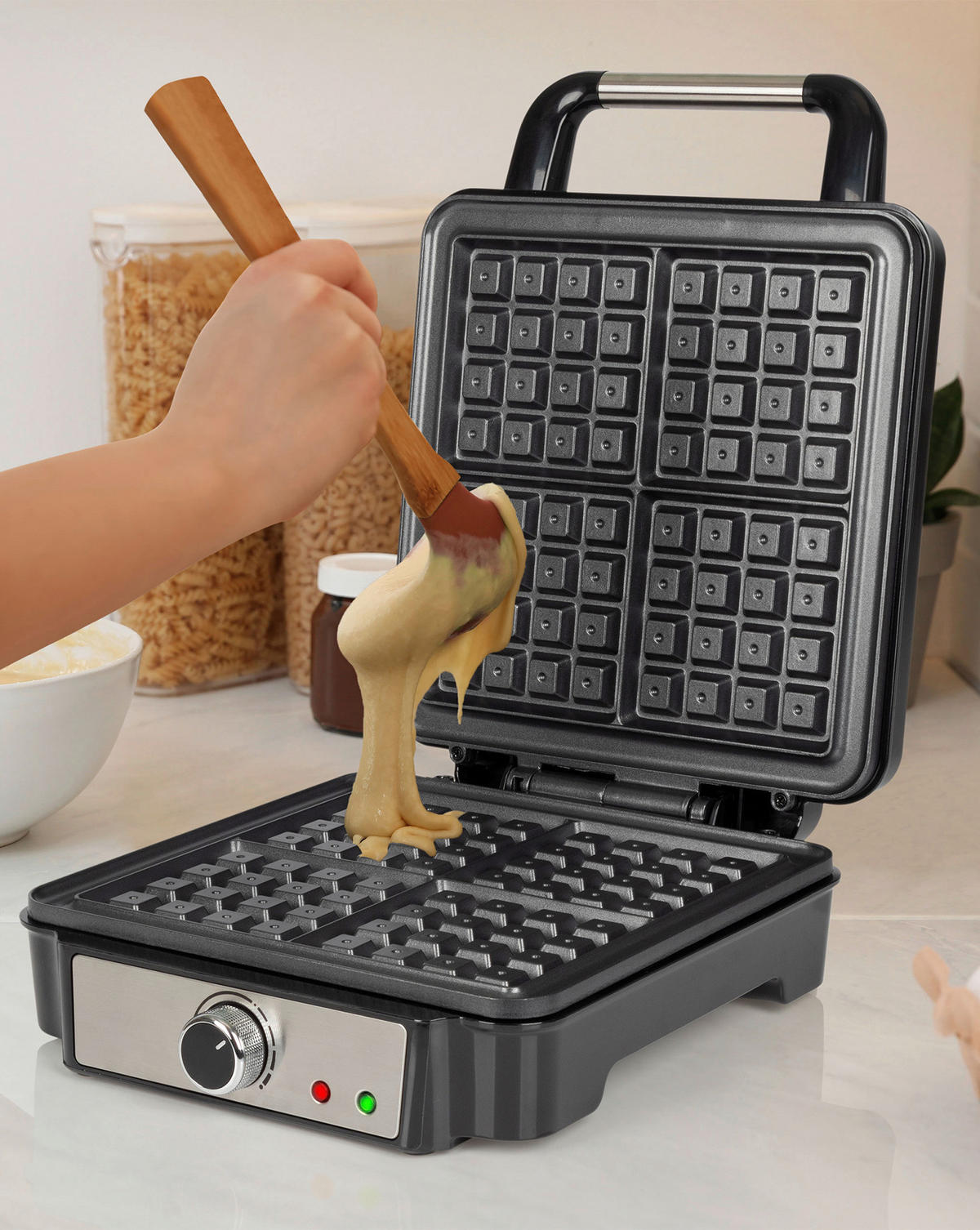 WAFFELAUTOMAT  - Edelstahlfarben/Schwarz, Basics, Kunststoff/Metall (24,4/10,2/32,8cm)