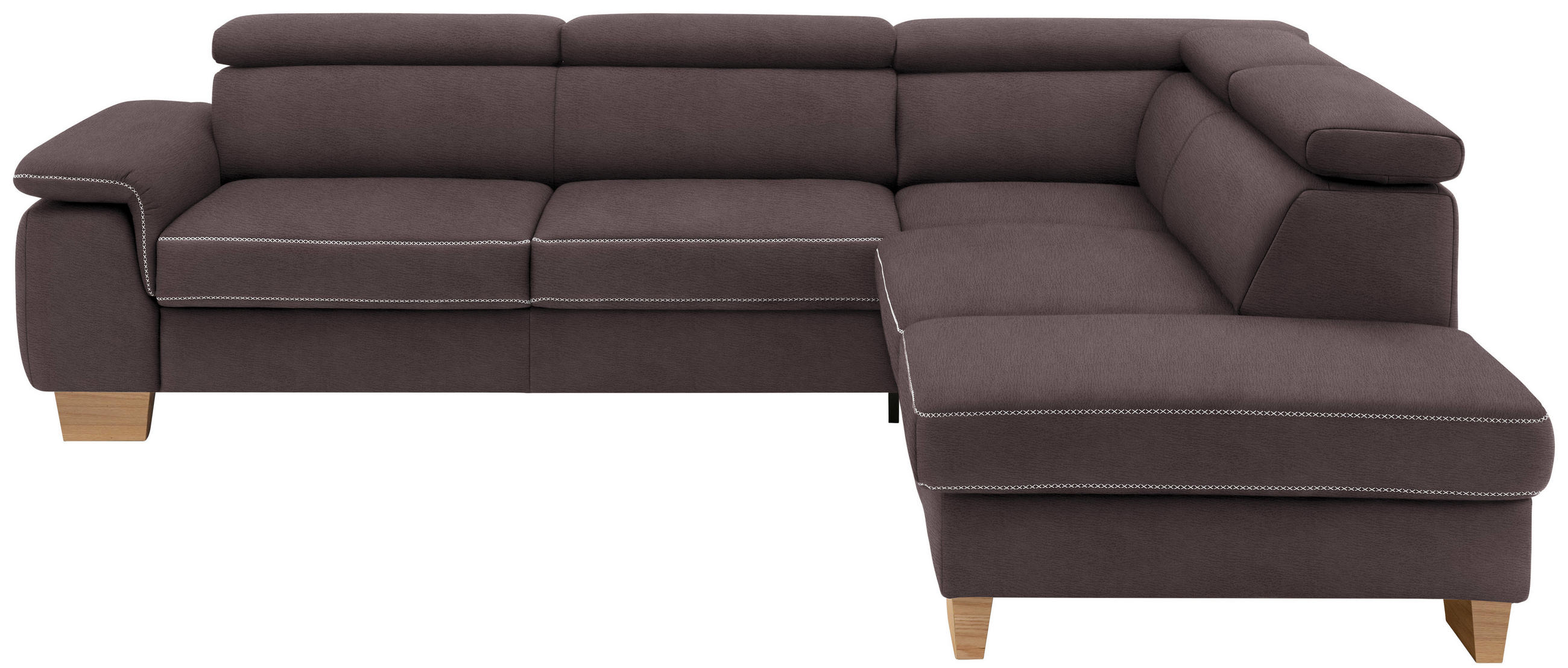 ECKSOFA in Mikrofaser Dunkelbraun  - Eichefarben/Dunkelbraun, Natur, Holz/Textil (273/226cm) - Beldomo System