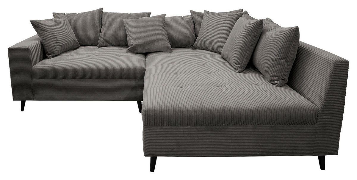 KUTNA GARNITURA tekstil  siva   - siva/crna, Design, tekstil/drvo (247/174cm) - MID.YOU
