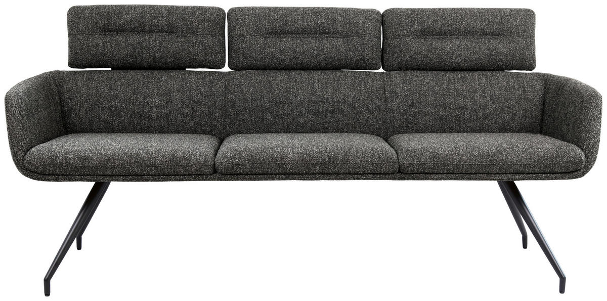 SITZBANK 200/91/70 cm Webstoff Schwarz, Dunkelgrau  - Dunkelgrau/Schwarz, Design, Textil/Metall (200/91/70cm) - Dieter Knoll