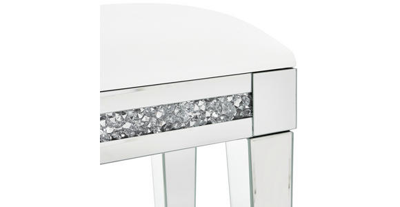 HOCKER Lederlook Silberfarben, Weiß - Silberfarben/Weiß, LIFESTYLE, Glas/Textil (50/47,5/35cm) - Xora
