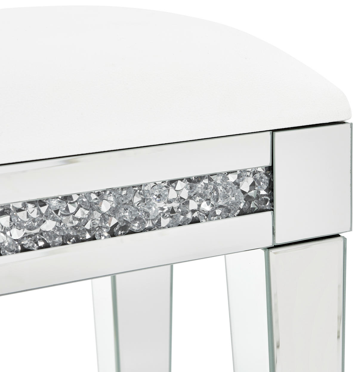 HOCKER Lederlook Silberfarben, Weiß  - Silberfarben/Weiß, LIFESTYLE, Glas/Textil (50/47,5/35cm) - Xora
