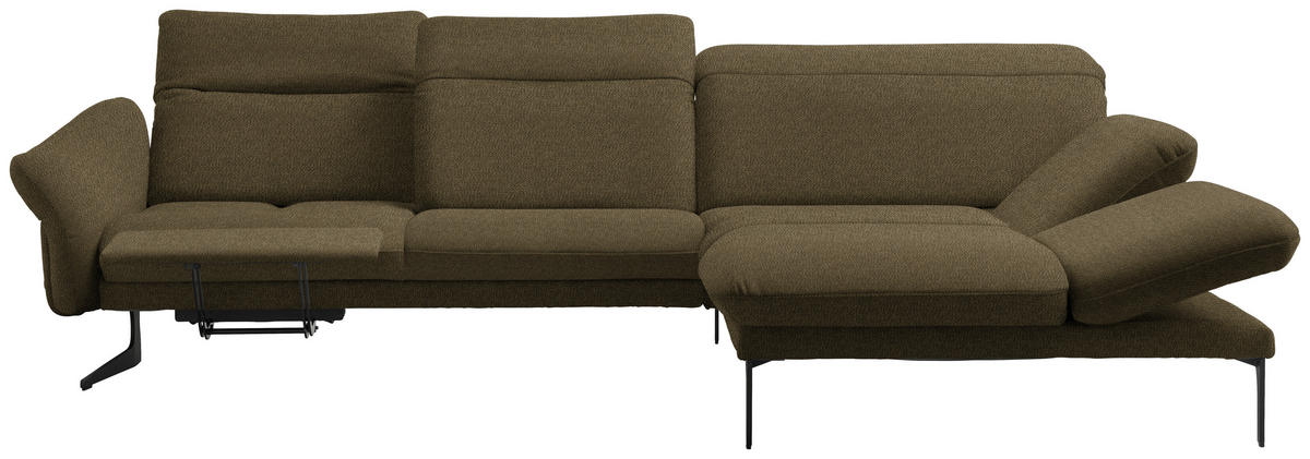ECKSOFA in Webstoff Dunkelgrün  - Dunkelgrün/Anthrazit, Design, Textil/Metall (299/203cm) - Himolla