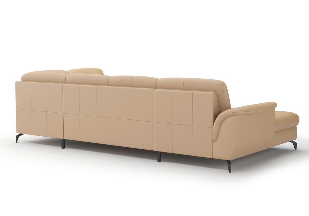 WOHNLANDSCHAFT Cappuccino Echtleder  - Schwarz/Cappuccino, MODERN, Leder/Metall (164/319/212cm) - Sit & More