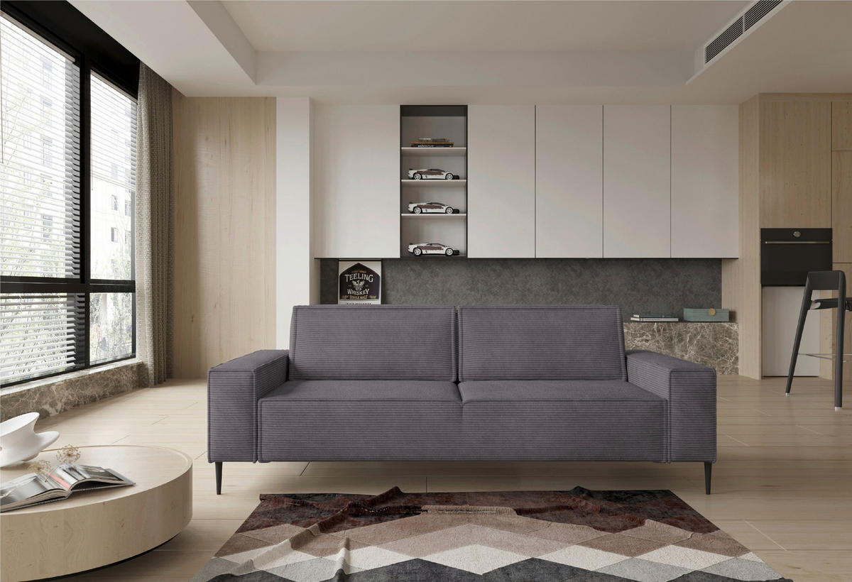 KANAPÉÁGY textil szürke  - fekete/szürke, Design, textil/fém (240/89/103cm) - Ti'me