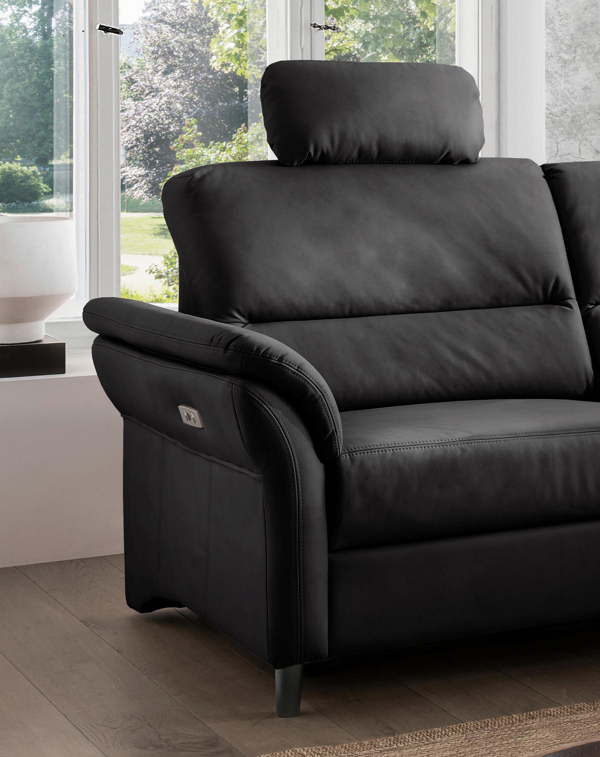 ECKSOFA in Lederlook Schwarz  - Schwarz, Modern, Holz/Textil (266/190cm) - Livetastic