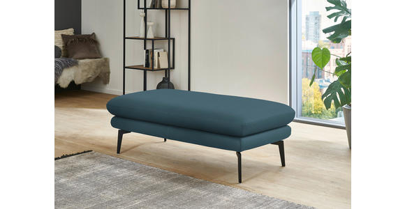 ECKSOFA in Echtleder Blau 180/310 cm - Blau/Schwarz, Design, Leder/Metall (180/310cm) - Dieter Knoll