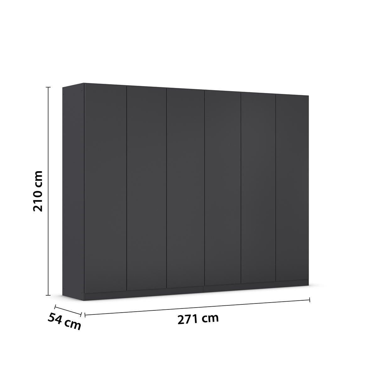 FALTTÜRENSCHRANK 271/210/54 cm 6-türig Dunkelgrau  - Dunkelgrau, Holzwerkstoff (271/210/54cm) - Rauch Möbel