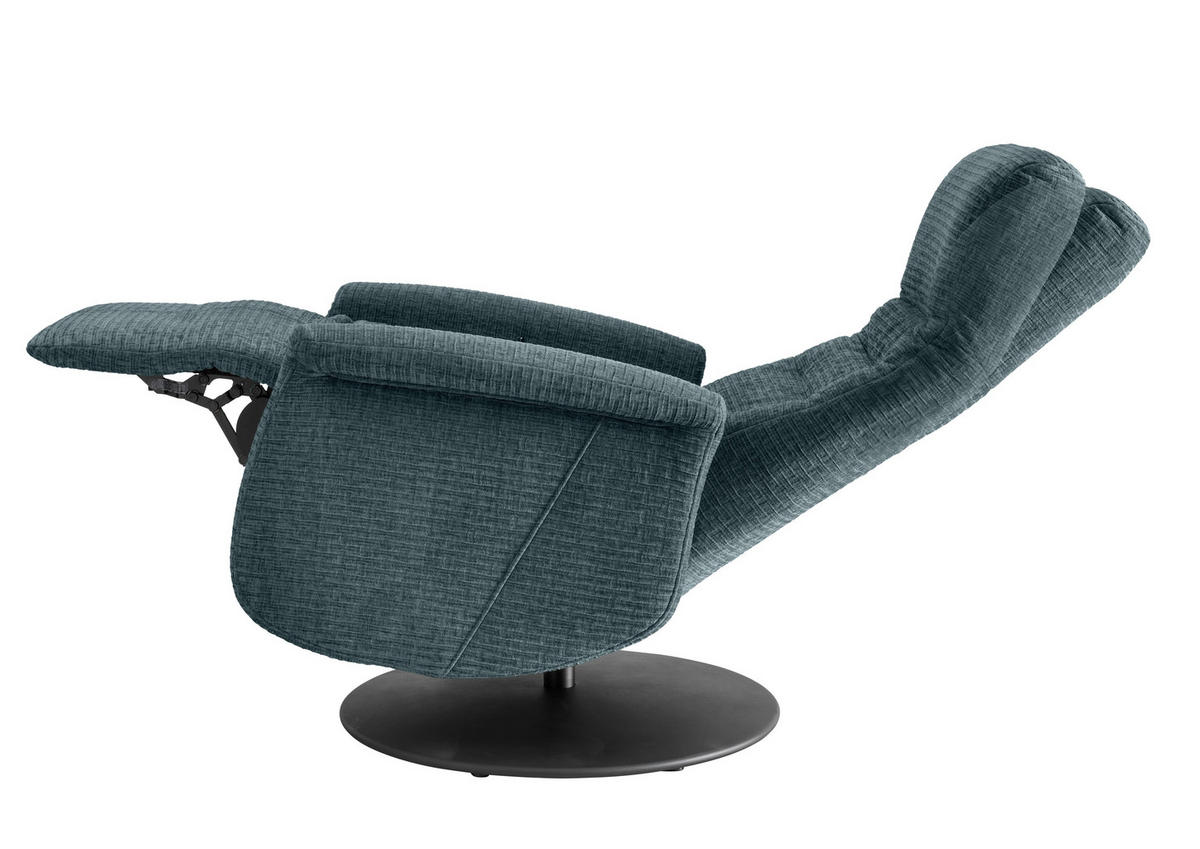 RELAXSESSEL Mikrofaser Kopfteilverstellung, Fußteilverstellung, Rücken echt    - Blau/Schwarz, MODERN, Textil/Metall (72/118/85-165cm) - Livetastic
